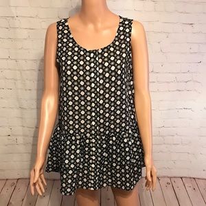 Nicole Richie navy blue white patterned top XS